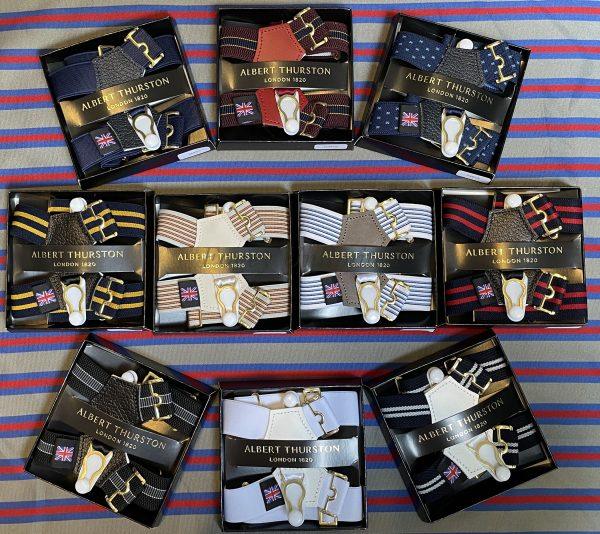Albert Thurston Sock Suspenders/Garters Made in England Stripes and plains