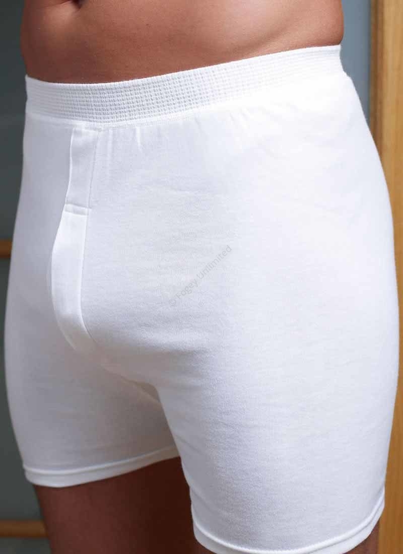 Traditional White Mens Basics Underwear. Combed Cotton Trunks