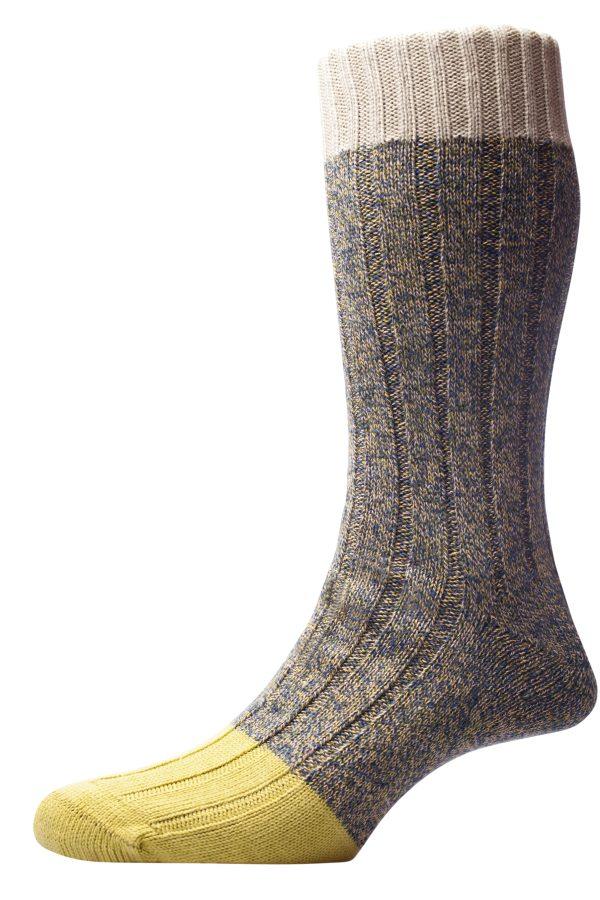 The HIGHBURY Heavy Rib Contrast Heel & Toe Sock