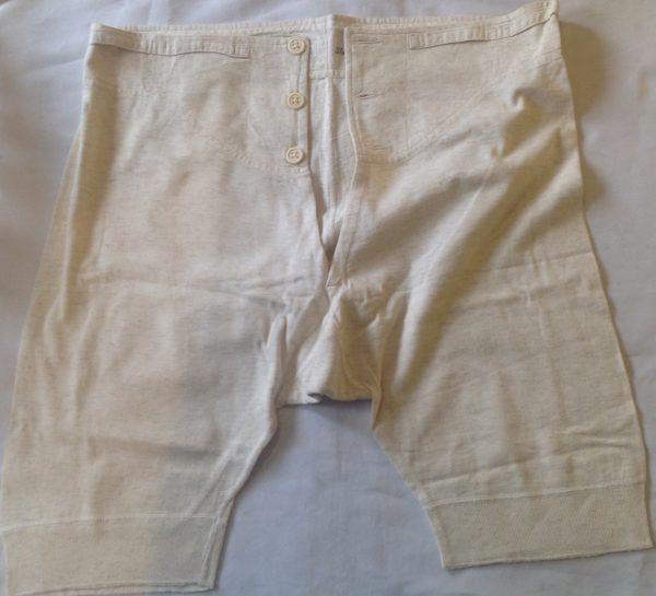 Vintage Rare Wool Button Front Yoke Front Trunks Drawers Underwear with brace tapes. Military Issue