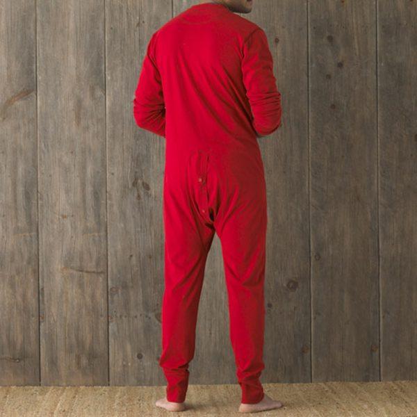 TALL MAN version.Button front Union Suit (Combinations) in Traditional Red or White - Image 2