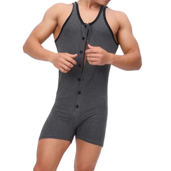 Vintage Style Athletic "Summer" Union Suit. Lightweight Cotton in White or Grey - Image 7