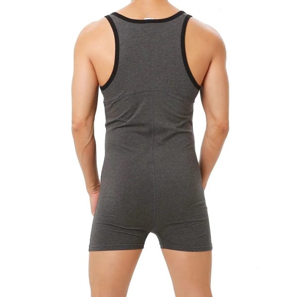Vintage Style Athletic "Summer" Union Suit. Lightweight Cotton in White or Grey - Image 6