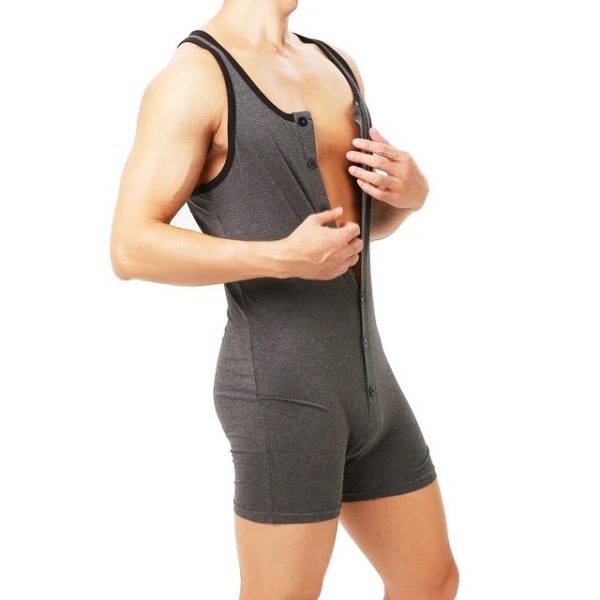Vintage Style Athletic "Summer" Union Suit. Lightweight Cotton in White or Grey - Image 4
