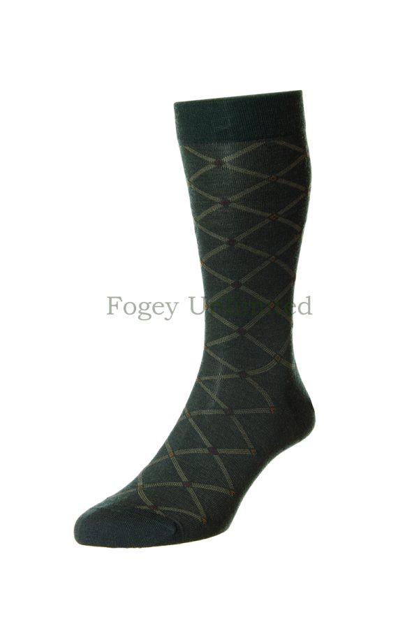 Pantherella Strathmore - Spiral Check - Merino Wool Men's socks - Image 2