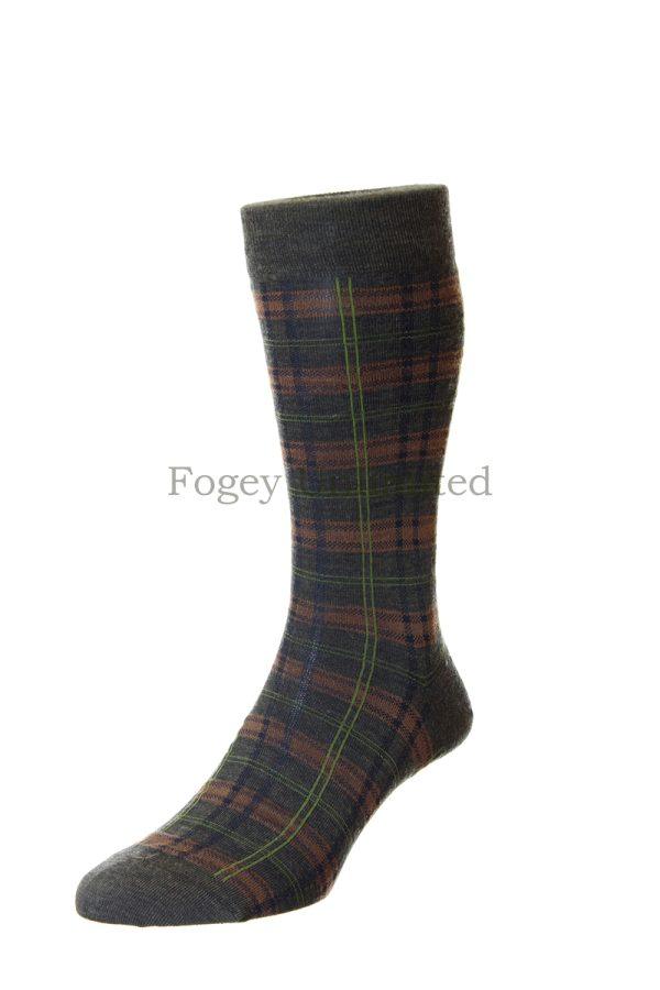 Pantherella Greenwich -Tartan Check - Merino Wool Men's socks