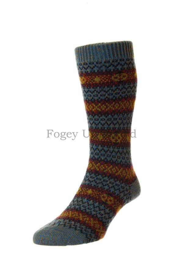 Scott Nichol- Felbrigg - Country Fairisle Stripe - Wool Men's Sock - Image 4