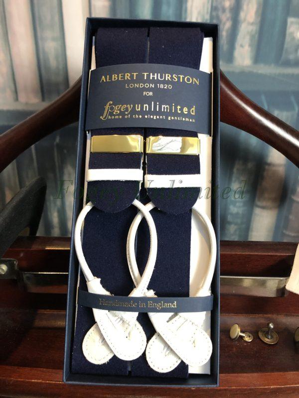 Traditional Albert Thurston Boxcloth Braces (Suspenders) with Handsewn Goatskin Runners - Image 14