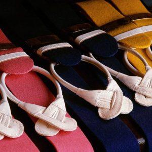 Traditional Albert Thurston Boxcloth Braces (Suspenders) with Handsewn Goatskin Runners