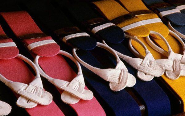 Traditional Albert Thurston Boxcloth Braces (Suspenders) with Handsewn Goatskin Runners