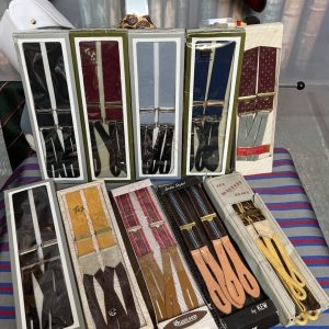 Vintage Old store stock Button end Braces/Suspenders. Various Styles and Colours. (Ref: Narrow Elastic)