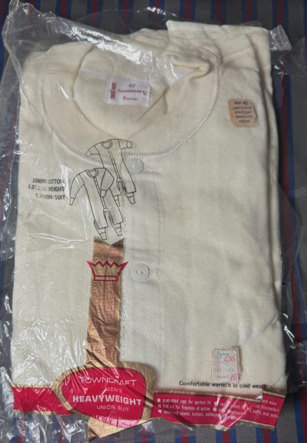 Vintage NOS Heavyweight Towncraft Union Suit. Cotton. Large: 42" Chest - Image 6