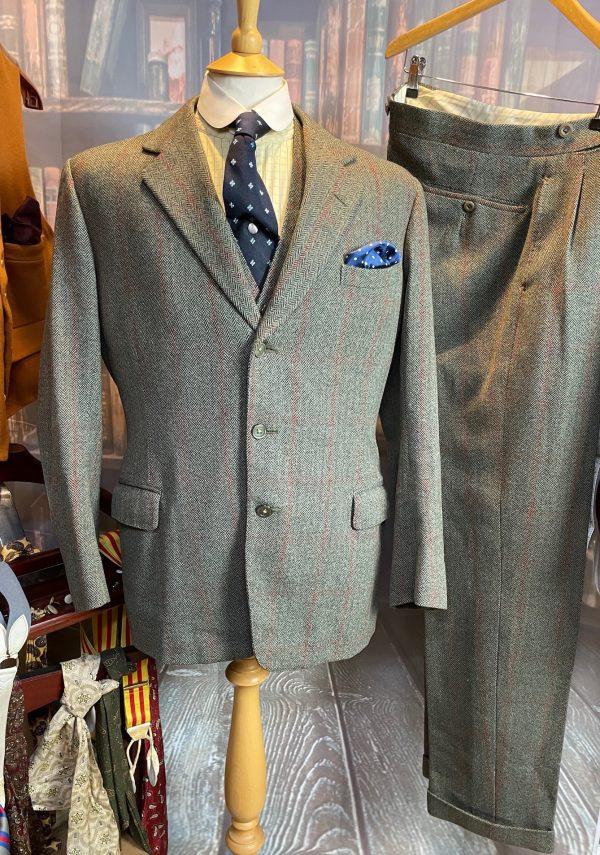 Vintage 1959 Bespoke Super Heavyweight Green Tweed Suit 38Chest /35Waist. (Cole)