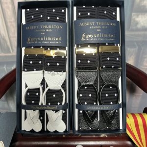 Albert Thurston Traditional Braces Black/White polkadot Edition suspenders