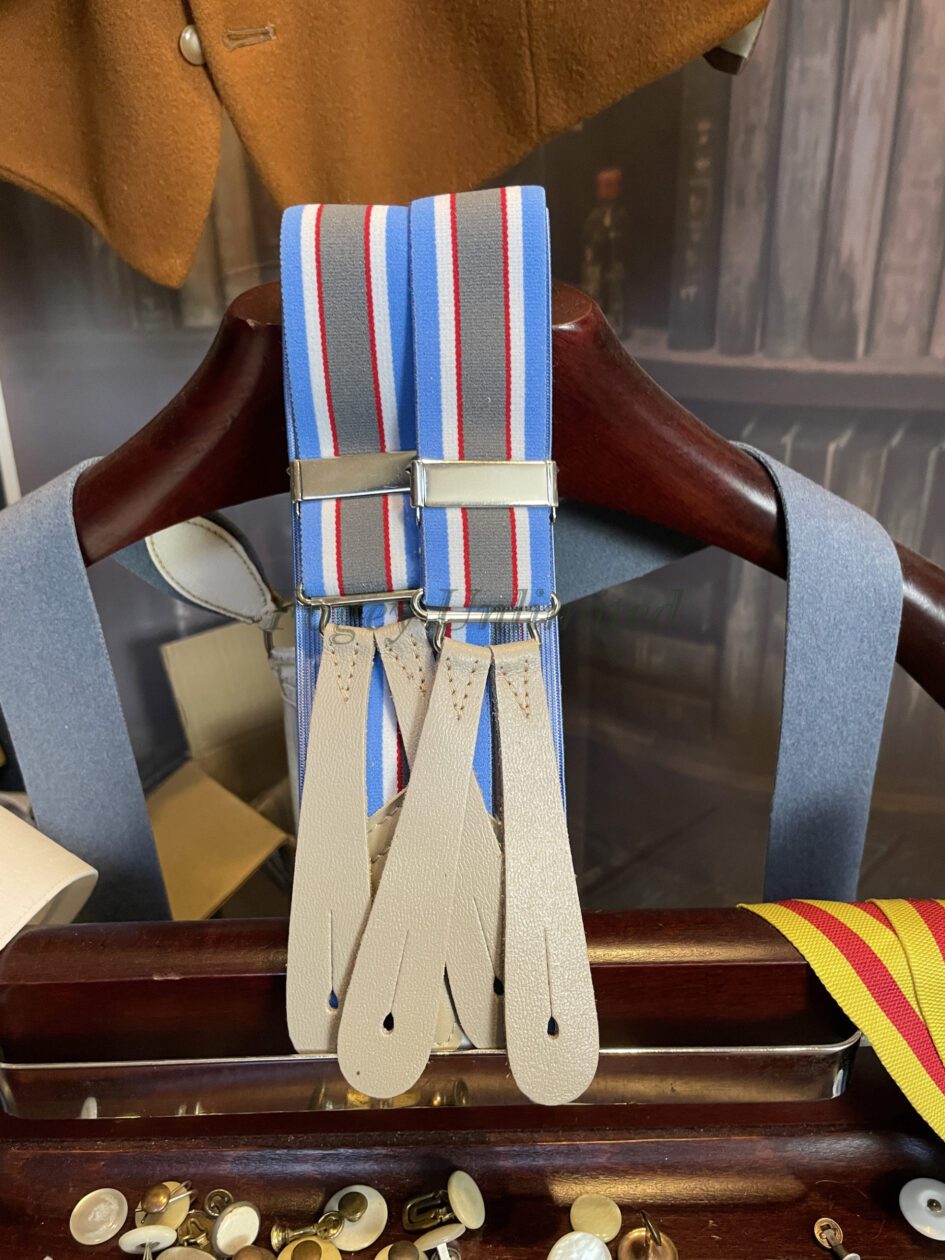 Vintage wide elastic Trouser Braces (Suspenders)Blue Grey red