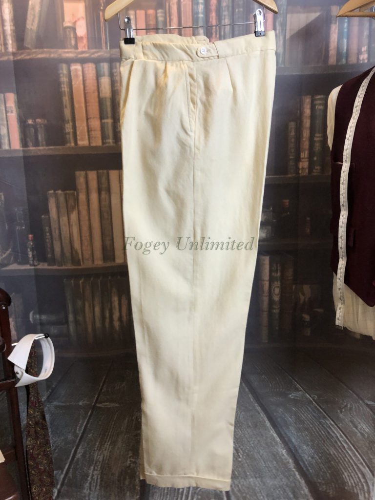 Vintage Mens 1920s Cream Flannel Pants Trousers  Small  Paper Moon  Vintage  Los Angeles CA