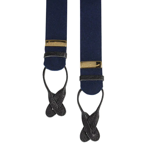 Albert Thurston Traditional Boxcloth Braces (Suspenders) Navy with