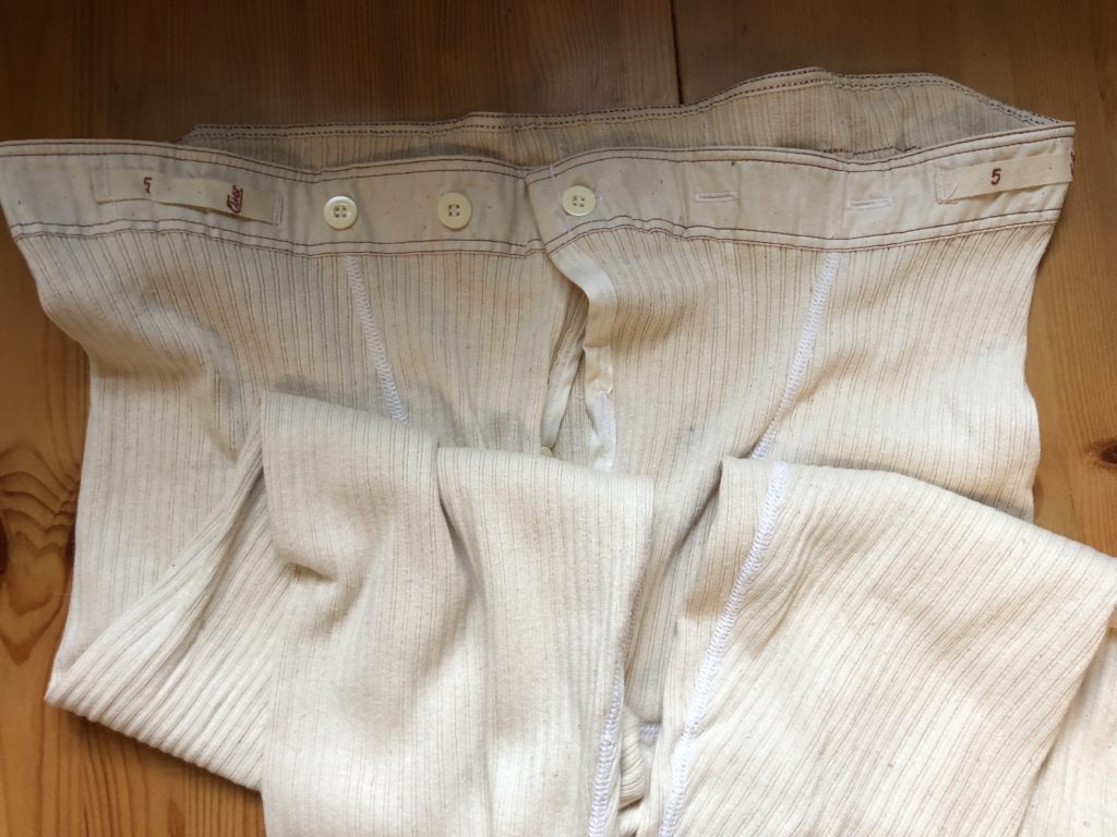 VINTAGE Military issue Long Johns w/ Brace Tapes. button front and  adjustable. Cream/Natural - Fogey Unlimited