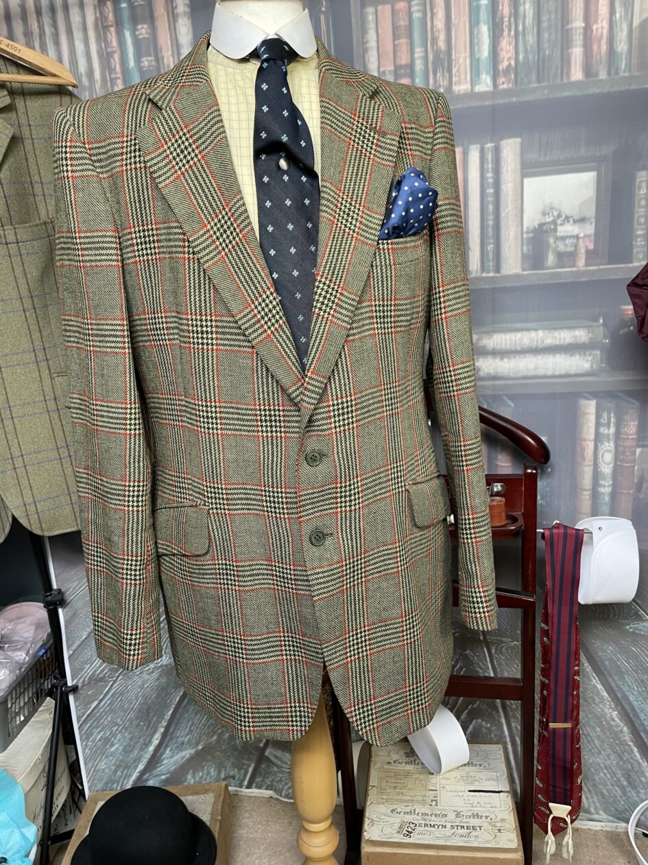 Fantastic John G. Hardy Windowpane Tweed Jacket 41″/104cm LONG Chest