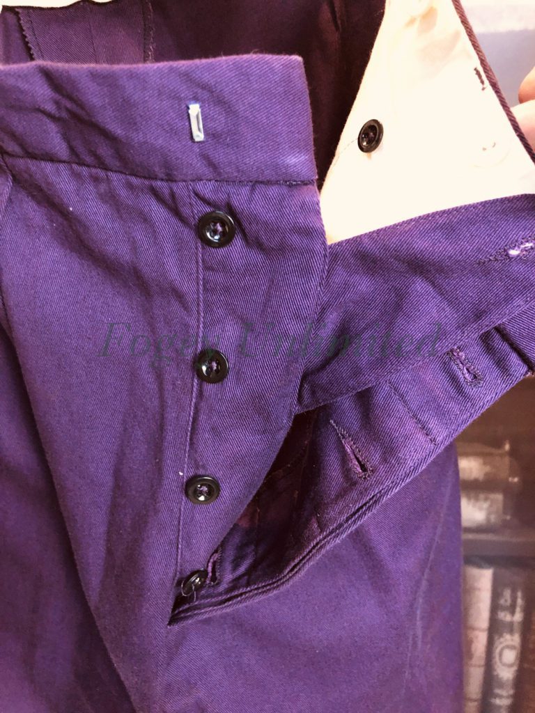 Pakeman Catto & Carter Purple Cotton Button Fly Trousers 36