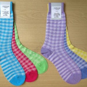 Richard James Savile Row Finest Cotton Socks Check patterns in Wonderful Bold colours