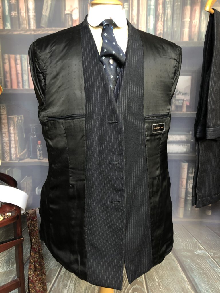 Vintage 3 Piece Bespoke Black Pinstripe Suit Hector Powe Dated 1979 42C ...