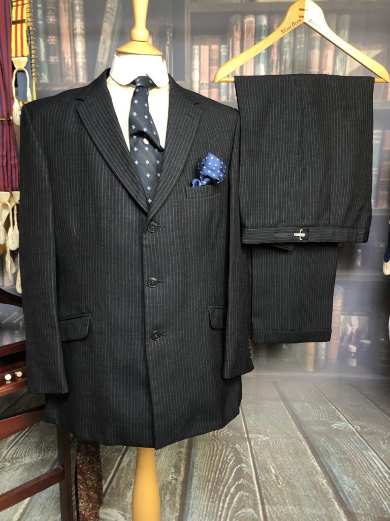 Vintage 3 Piece Bespoke Black Pinstripe  Suit Hector Powe  Dated 1979 42C/36W