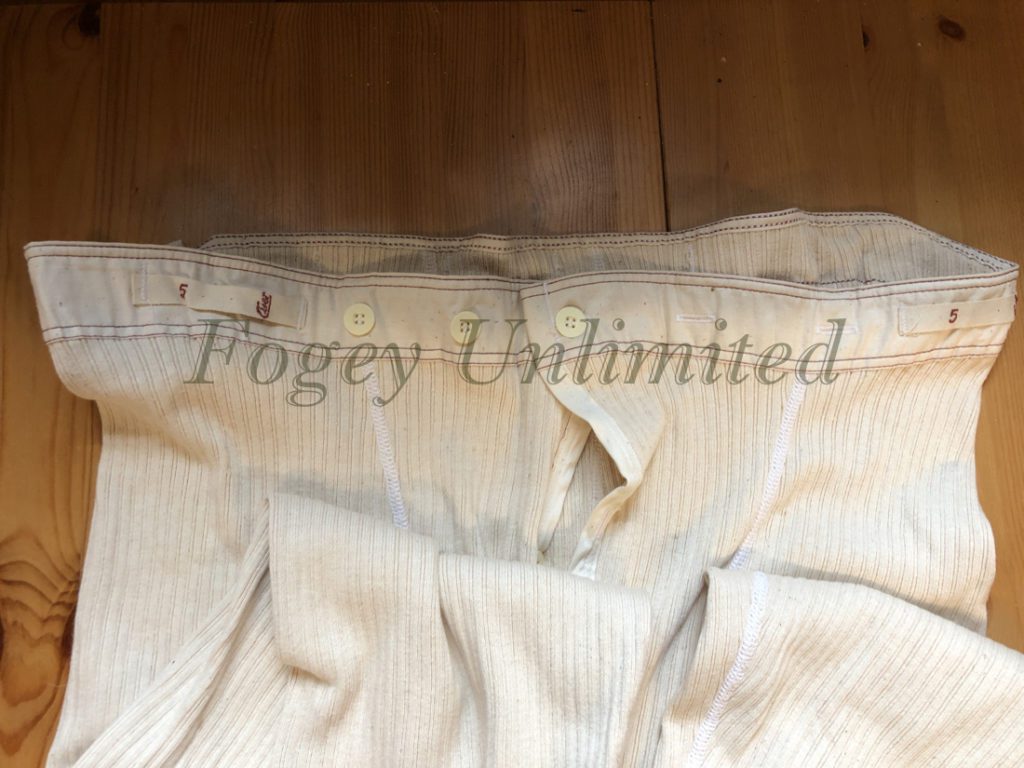 VINTAGE Military issue Long Johns w/ Brace Tapes. button front and  adjustable. Cream/Natural - Fogey Unlimited