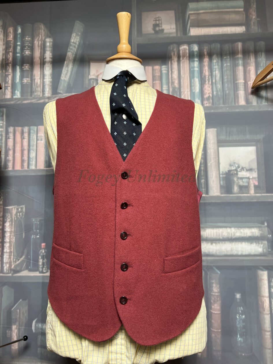 Vintage Dusky Wine Coloured Wool Doeskin Waistcoat/Vest 40″/102cm Chest (ref: MSDSK)