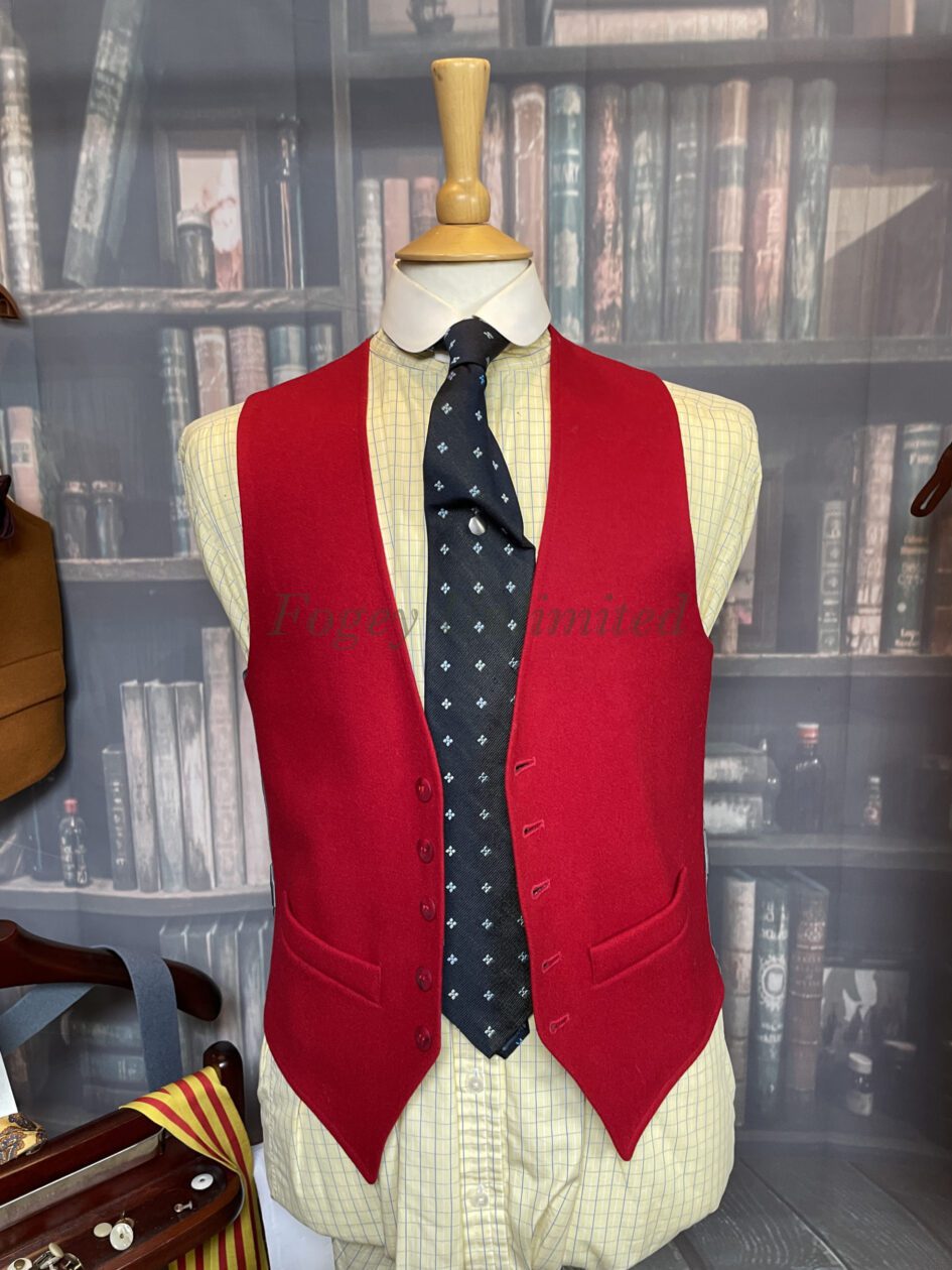 Vintage Cherry Coloured Doeskin Waistcoat/Vest 38″/97cm Chest Ref:Cherry38
