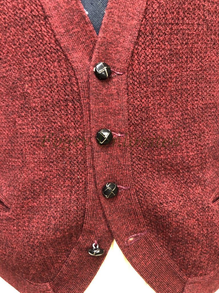 Vintage Dunn & Co Burgundy Knitted Wool Waistcoat/Vest 40