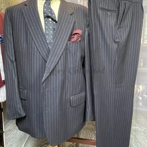 Vintage 2 Piece Single Breasted Bespoke Pinstripe Suit Eton 46C/34W