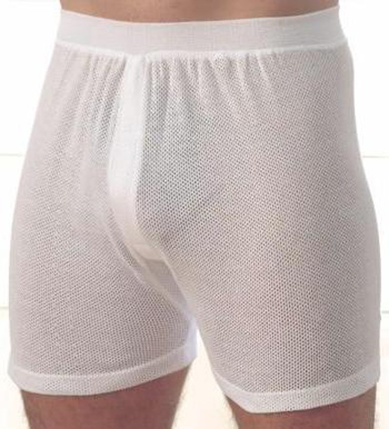 Traditional White Mens Basics Underwear. Cellular /Aertex Cotton Trunks