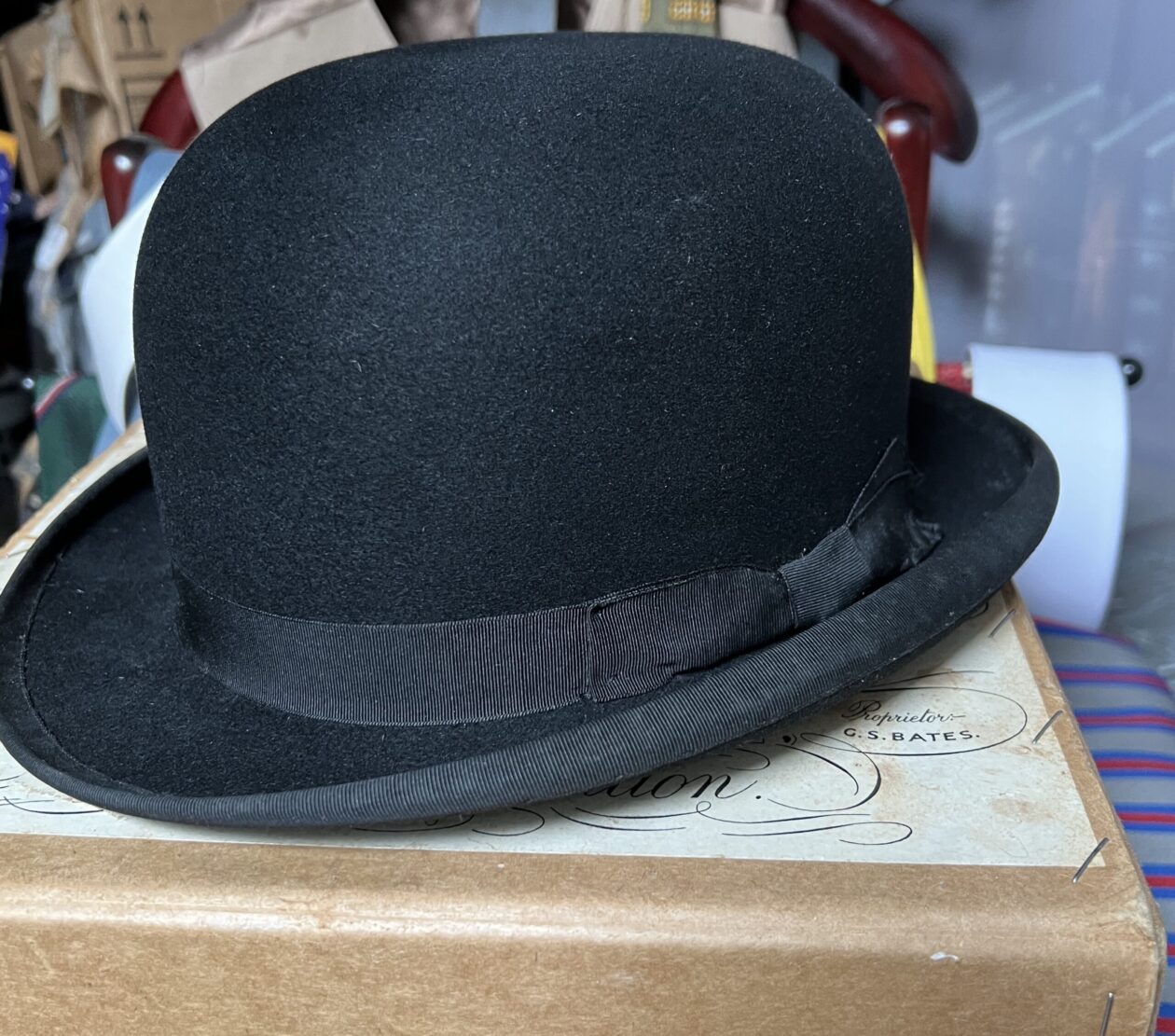 Vintage Bates hard Bowler Hat Size 7 1/8