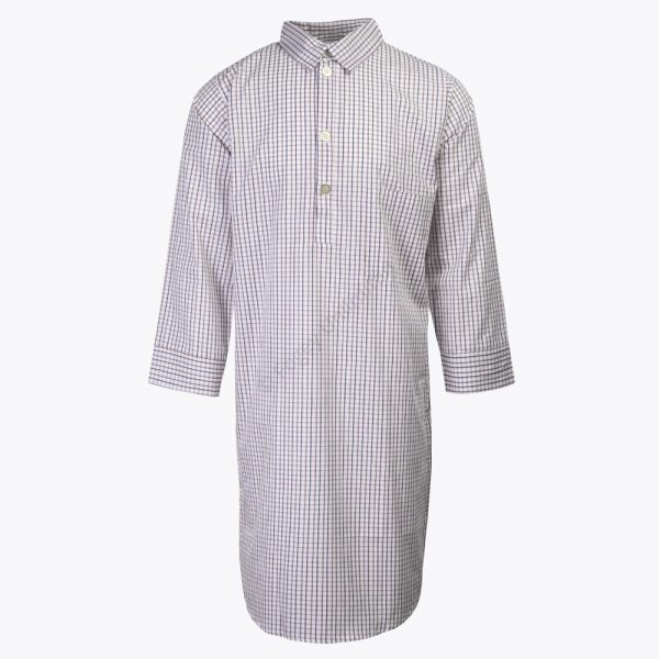 Traditional style Closed front button up Long Nightshirt by Somax. Check pattern (CJT55) - Image 9