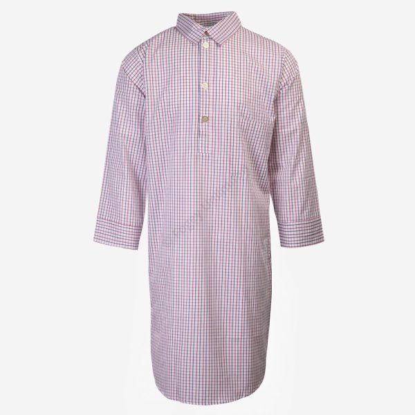 Traditional style Closed front button up Long Nightshirt by Somax. Check pattern (CJT55) - Image 11