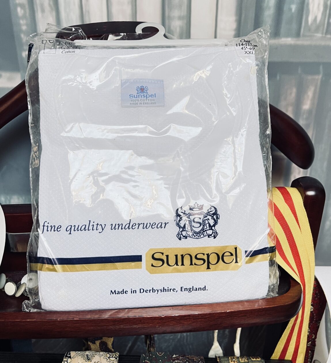 Vintage Old store Sunspel Cellular Cotton Round Neck T-shirt. Chest 45-46 XXL”