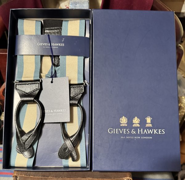 Albert Thurston For Gieves & Hawkes Finest Braces (Suspenders) Barathea Blue Stripe
