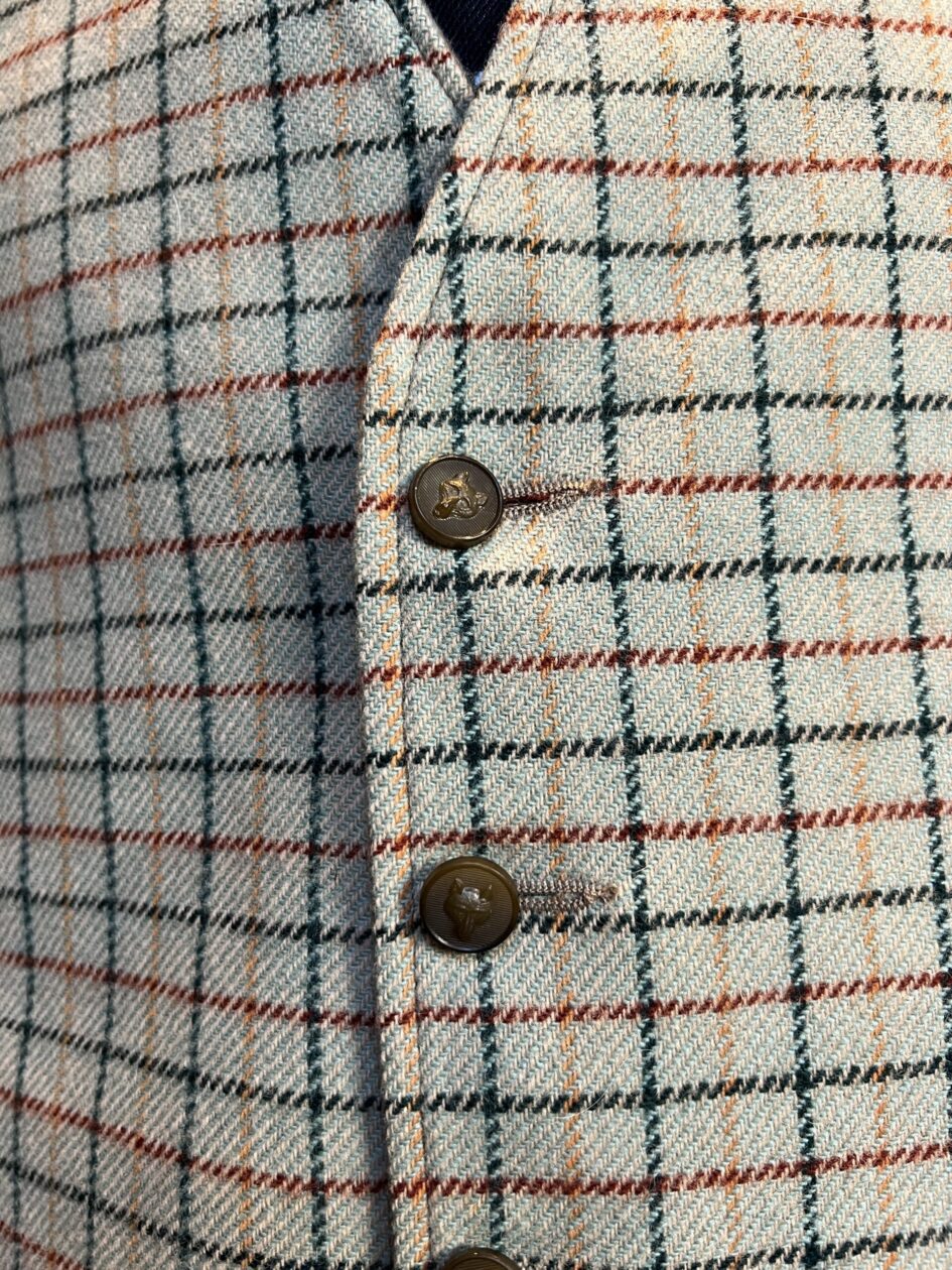 Vintage REVERSABLE Tattersall Grey Wool Doeskin Waistcoat/Vest 48 ...