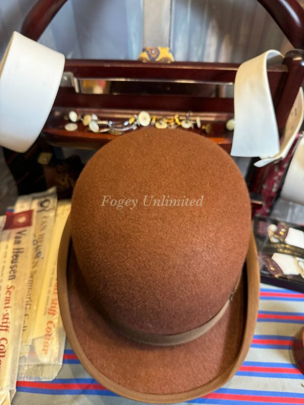 Vintage BROWN Herbert Johnson Bowler Hat Size 6 7/8"(56cm) Immaculate (Ref: HJ678) - Image 6