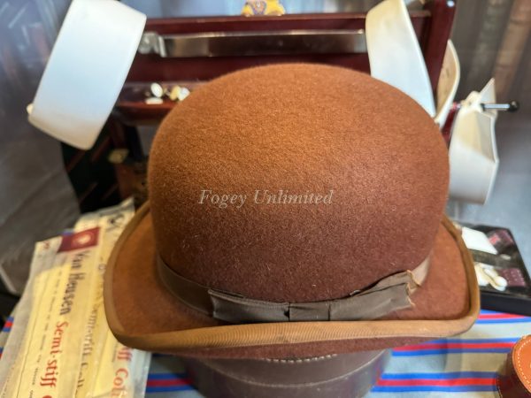 Vintage BROWN Herbert Johnson Bowler Hat Size 6 7/8"(56cm) Immaculate (Ref: HJ678) - Image 8