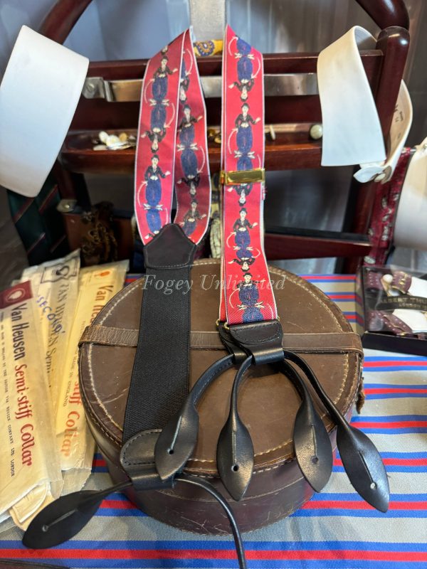 Pre Loved Thurston Charlie Chaplin Silk Braces (Suspenders) with Leather Ends/Runners