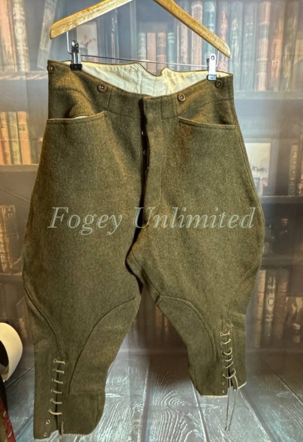 Vintage Green Military Breeches Jodhpurs. Heavyweight W32"/81cm (Ref:BLC32)