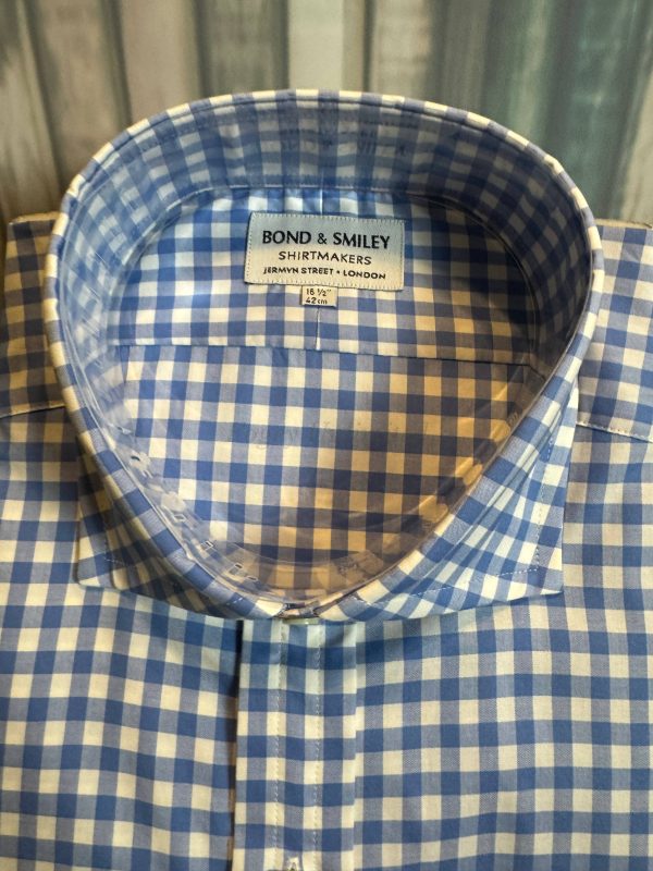 Bond & Smiley Blue Check High Quality Shirt 16 1/2". New in packet - Image 2