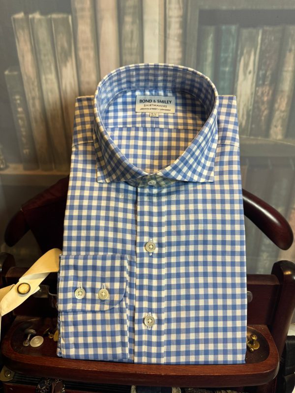 Bond & Smiley Blue Check High Quality Shirt 16 1/2". New in packet