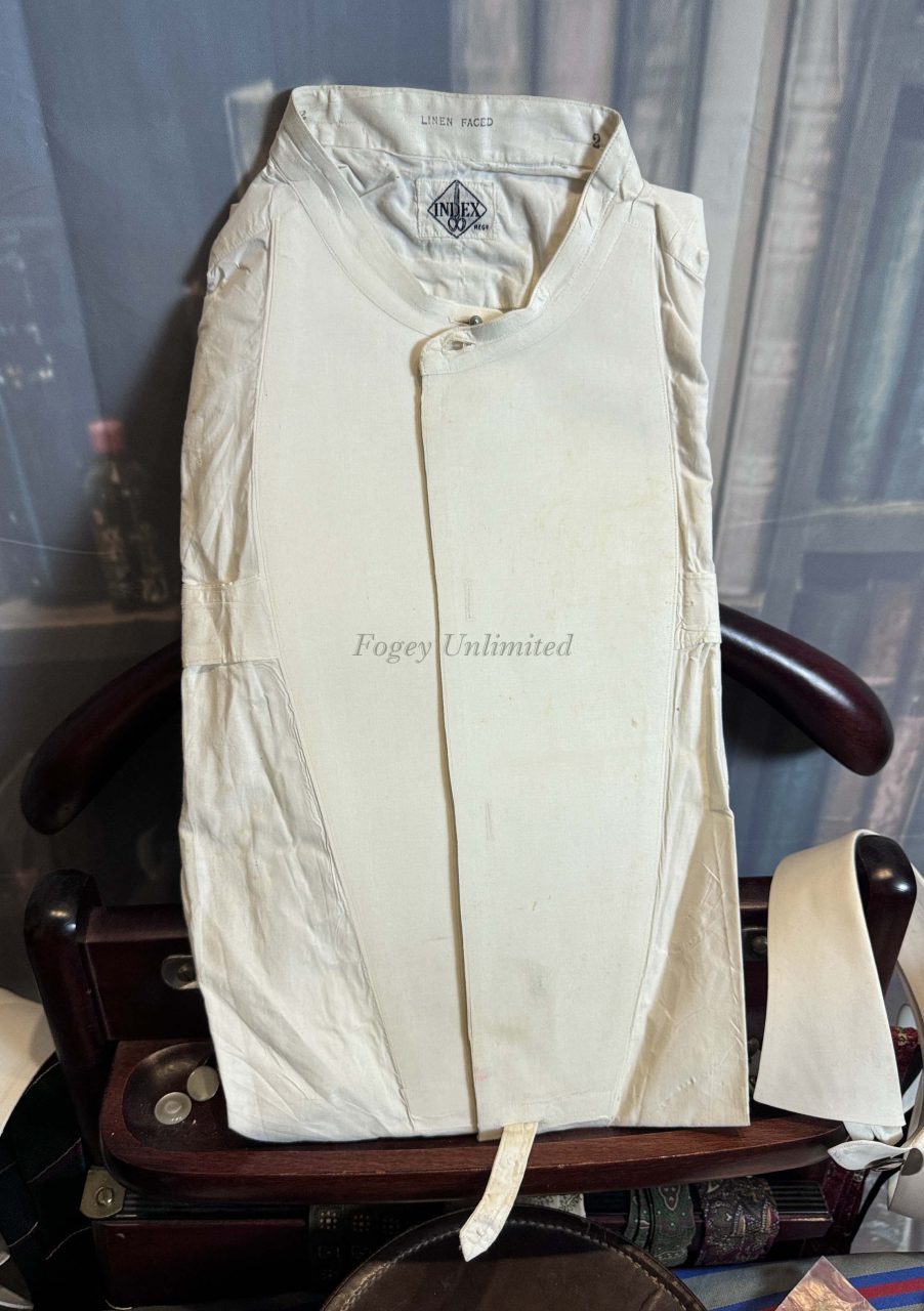 Vintage Formal White Tie/Evening Wear Stiff fronted Tunic Shirt. Size 14″ Index