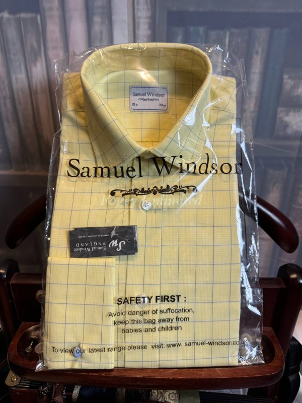 Yellow Check High Quality Shirt. Samuel Windsor 15". New in packet  (Ref:SWBY15)