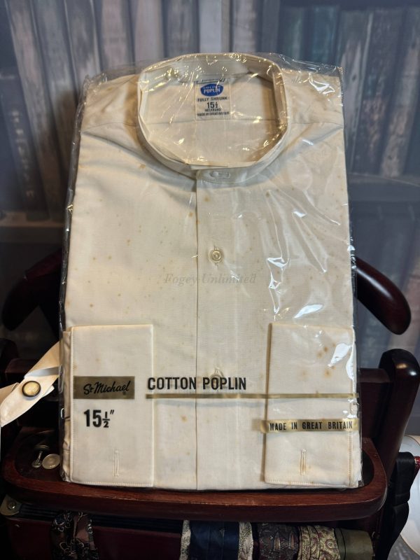 Vintage St. Michael Collarband Tunic Shirt for your Stiff collar 15 1/2" Old store stock NIP White