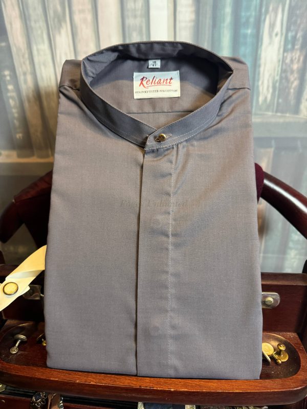 Vintage "Reliant" Collarband Tunic Shirt for your Stiff collar 16" Old store stock NIP Grey