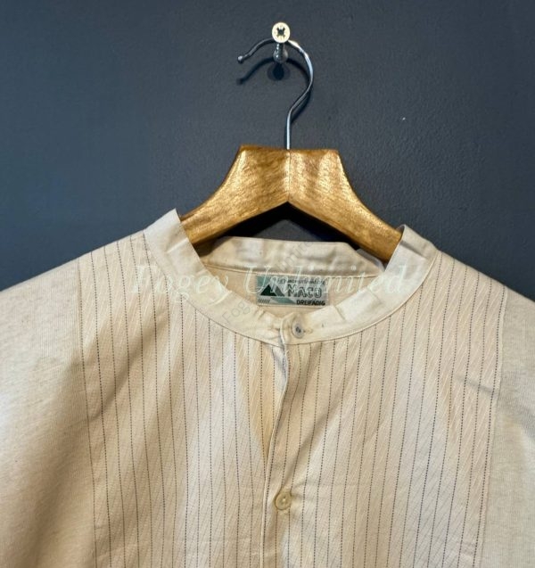 Maco Vintage German Heavyweight Long Sleeve Shirt/Undershirt. Contrast Bib Front 17"/43cm  Neck (Ref Maco43) - Image 6